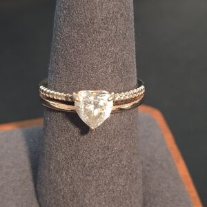 Pandora Double Band Heart Ring, engagement, 14k rose gold plated